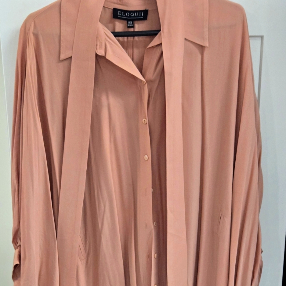ELOQUII - Apricot button-down dress/blouse, Size 14/16